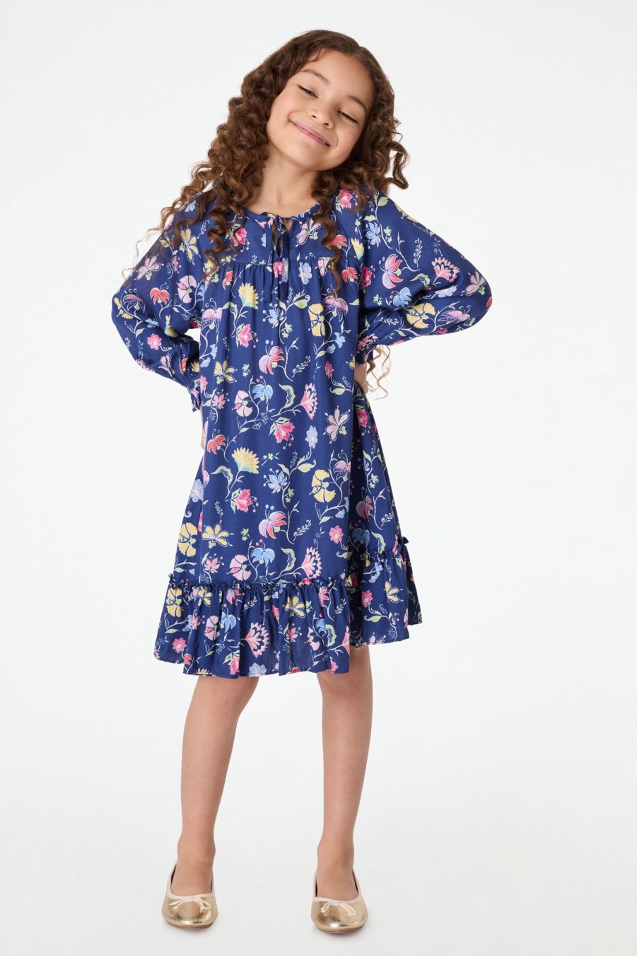 Roller Rabbit Kids Indra Floral Iria Dress Deep Blue Mommy & Me