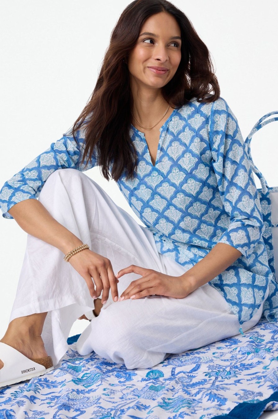 Roller Rabbit Jemina Kurta Blue Tunics & Kurtas