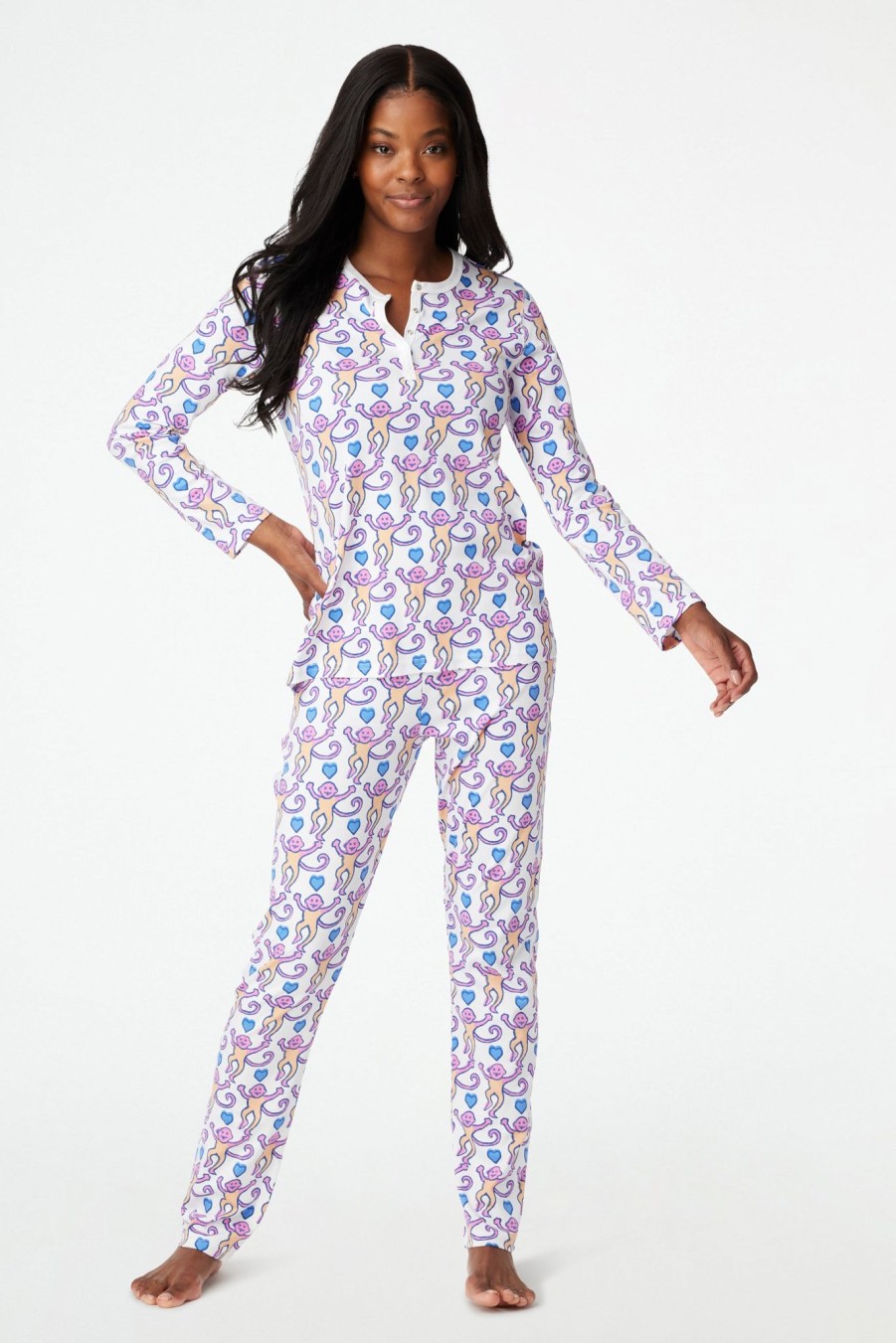 Roller Rabbit Monkey Love Pajamas White Pajamas