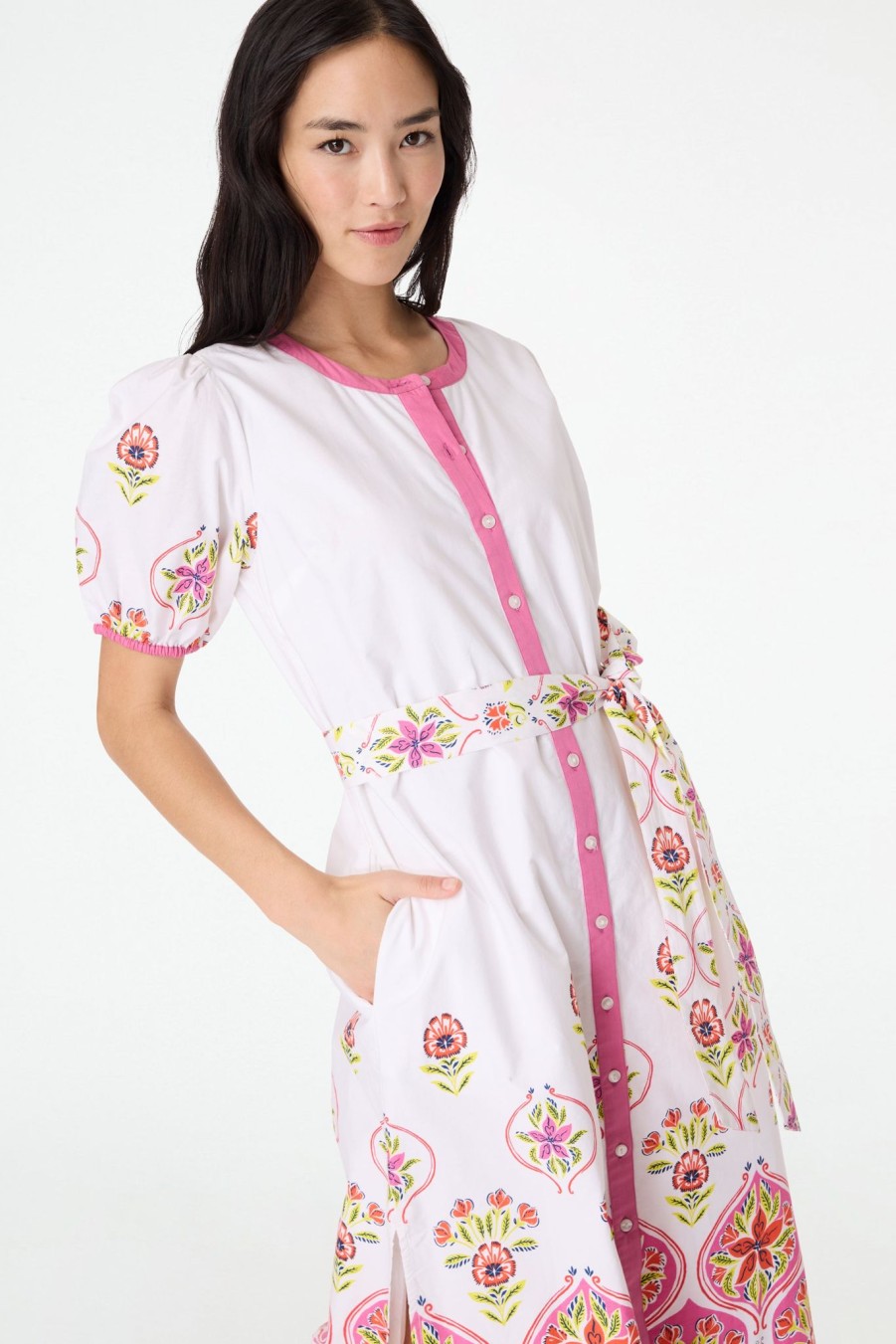 Roller Rabbit Fontana Border Sutton Caftan White Dresses