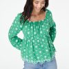 Roller Rabbit Isotta Embroidery Yanna Top Green Tops