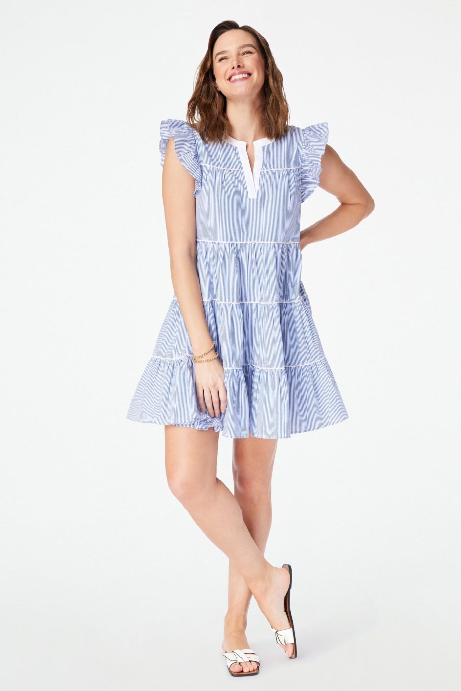 Roller Rabbit Pinstripe Pippa Dress Blue Dresses