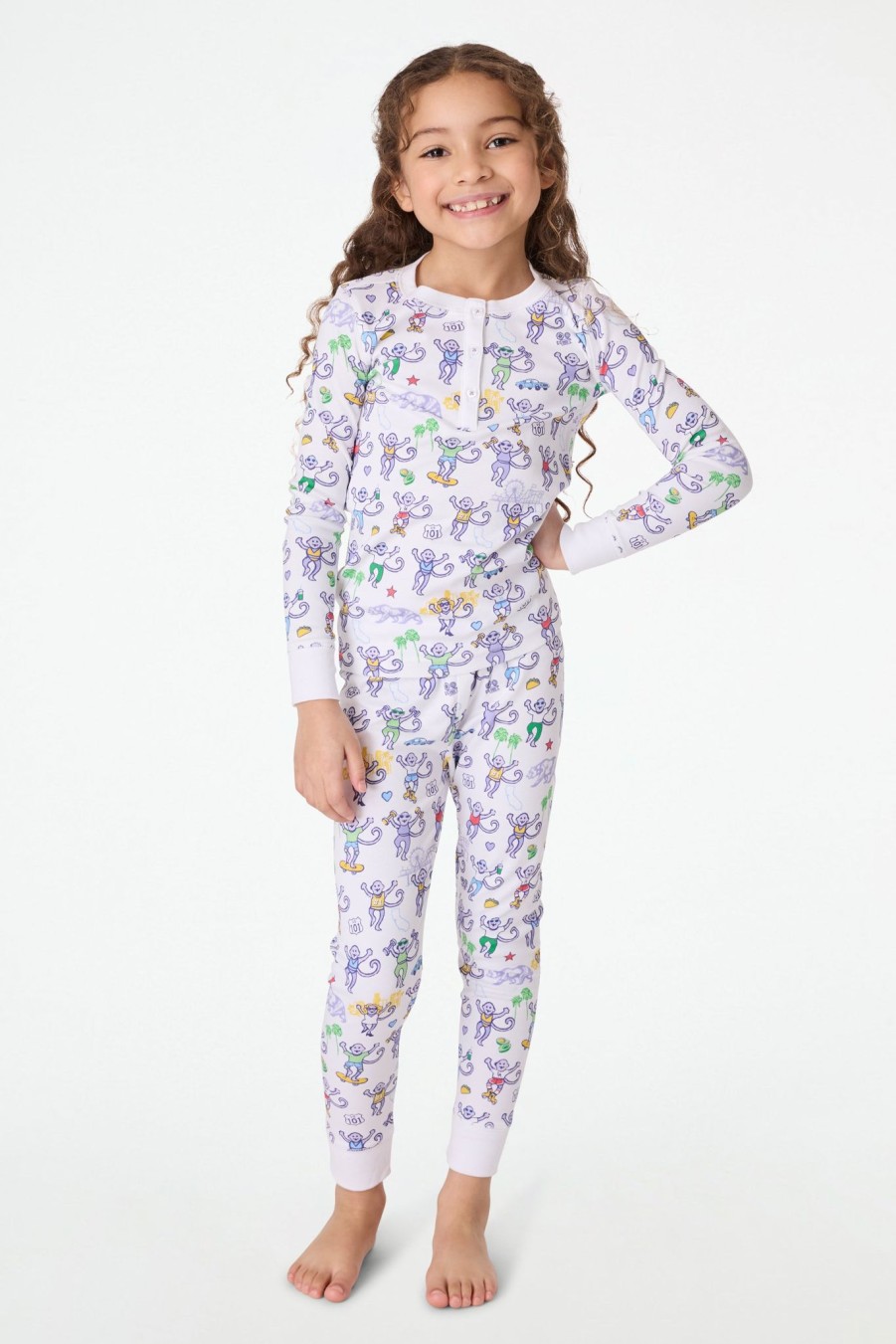 Roller Rabbit Kids La Monkey Pajamas White Pajamas