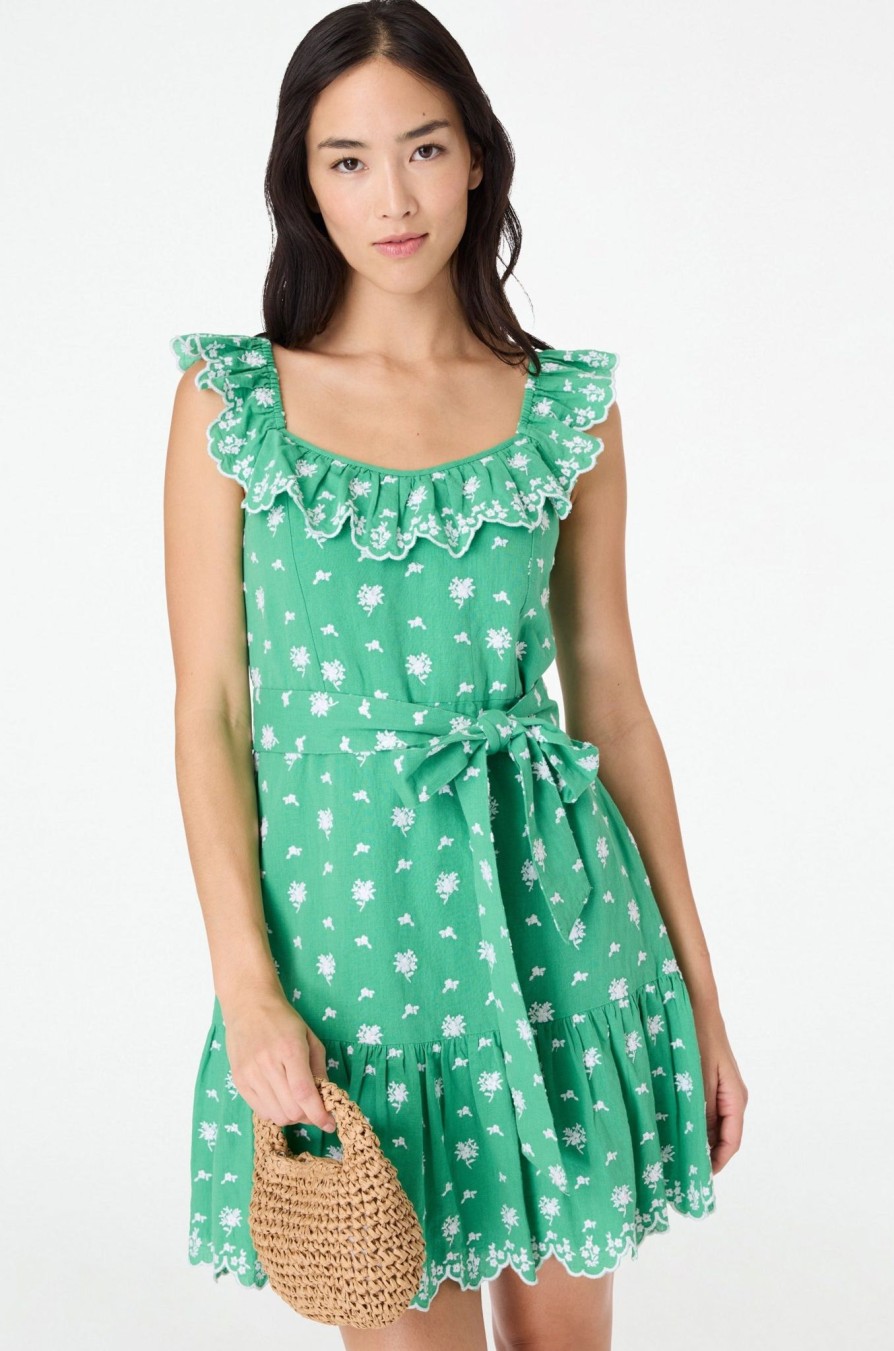 Roller Rabbit Isotta Embroidery Kari Dress Green Dresses