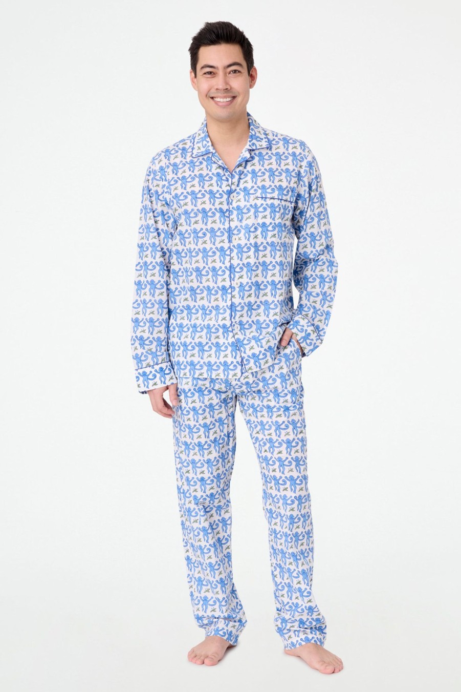 Roller Rabbit Mens Monkey Loungewear Blue Men'S Pajamas