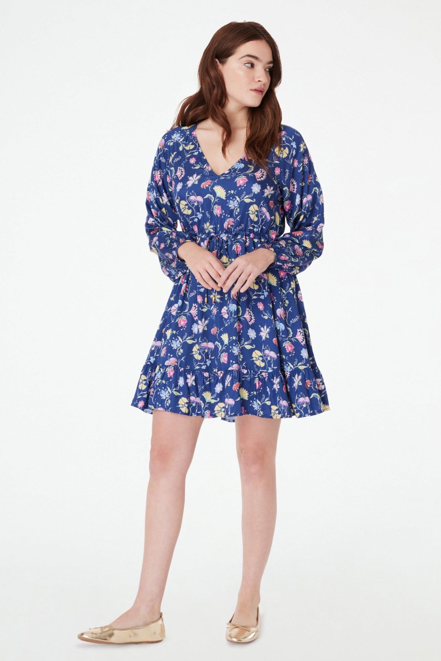 Roller Rabbit Indra Floral Oaklee Dress Deep Blue Dresses