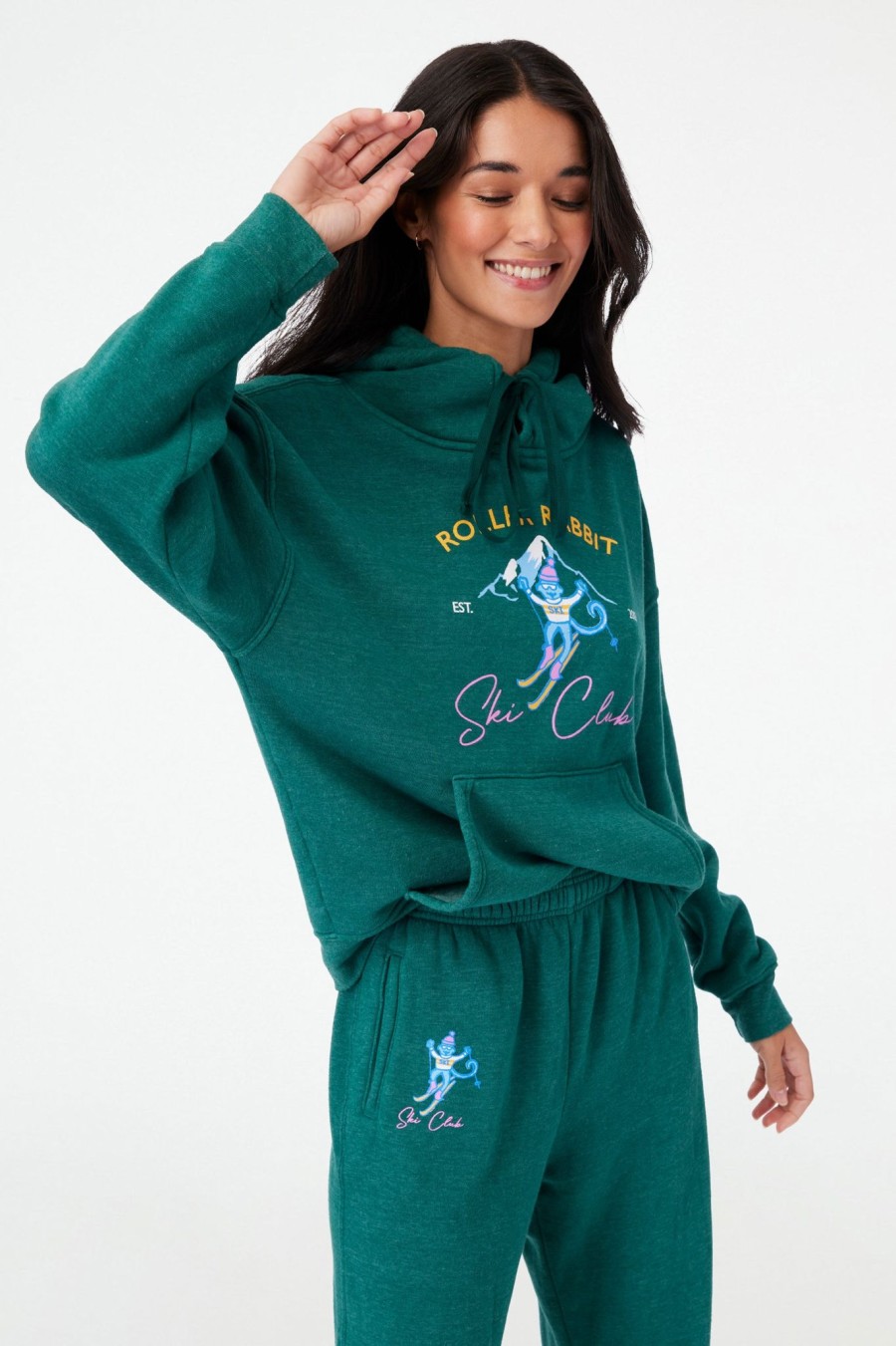 Roller Rabbit Roller Rabbit Ski Club Hoodie Green Casuals