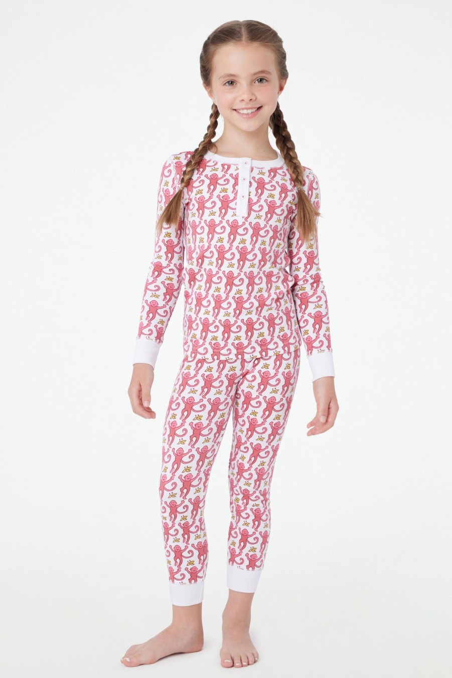 Roller Rabbit Kids Monkey Pajamas Pink Pajamas