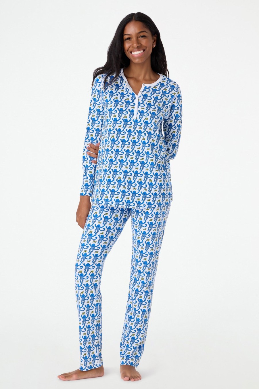 Roller Rabbit Monkey Pajamas Blue Mommy & Me