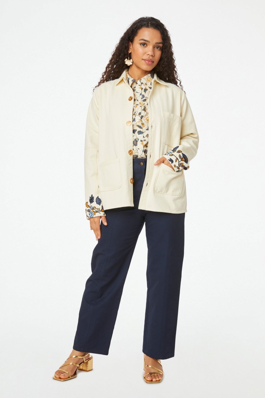 Roller Rabbit Davina Embroidery Adara Jacket Cream Knits & Jackets