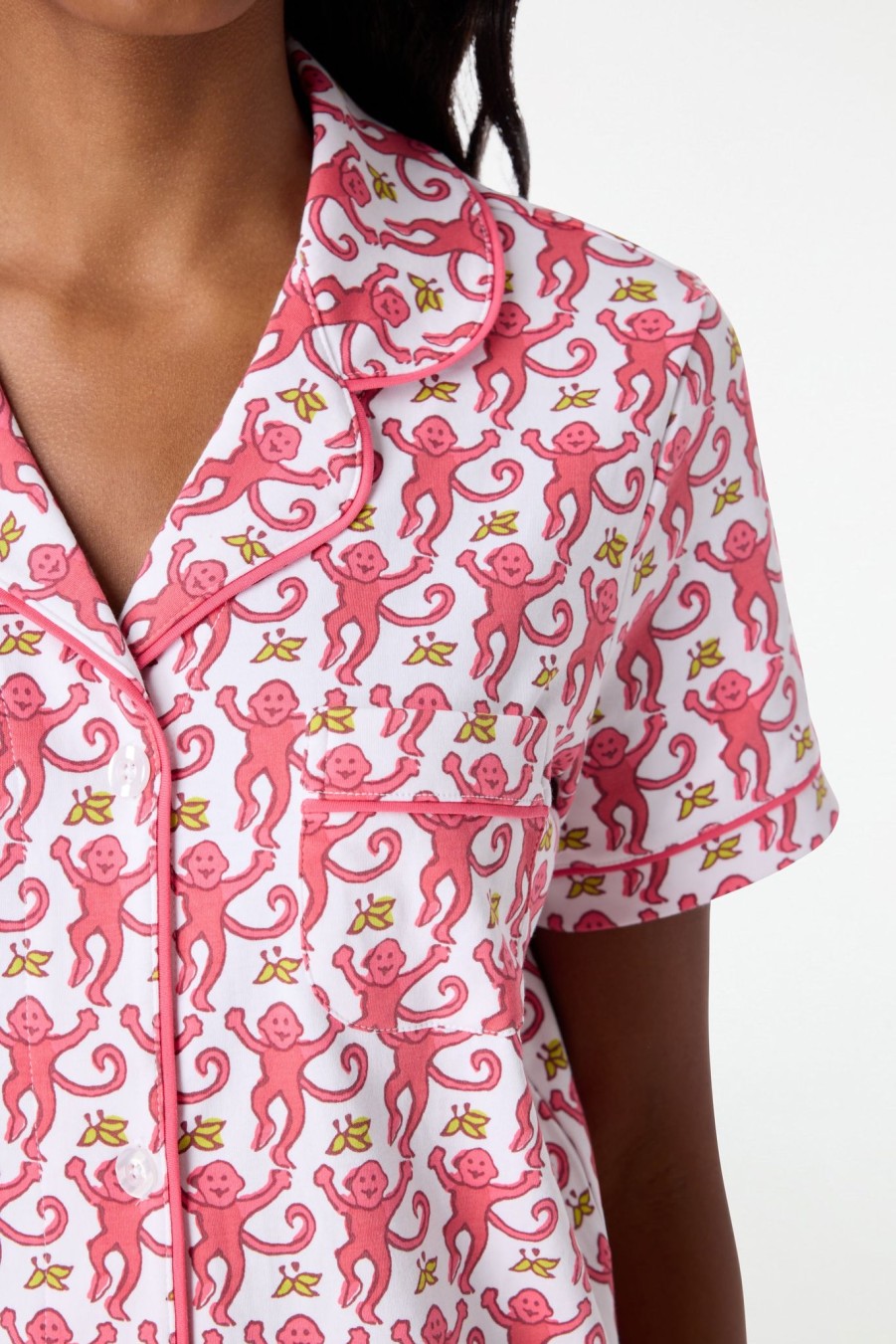 Roller Rabbit Monkey Polo Pajamas Pink Pajamas