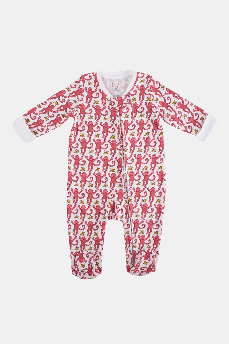 Roller Rabbit Infant Monkey Zipper Footie Pink Pajamas