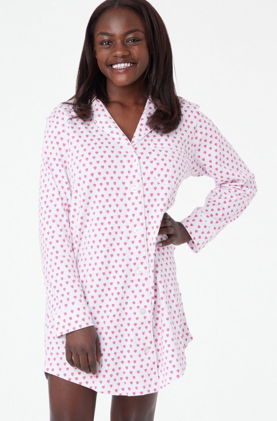 Roller Rabbit Hearts Perlita Lounge Dress Pink Pajamas