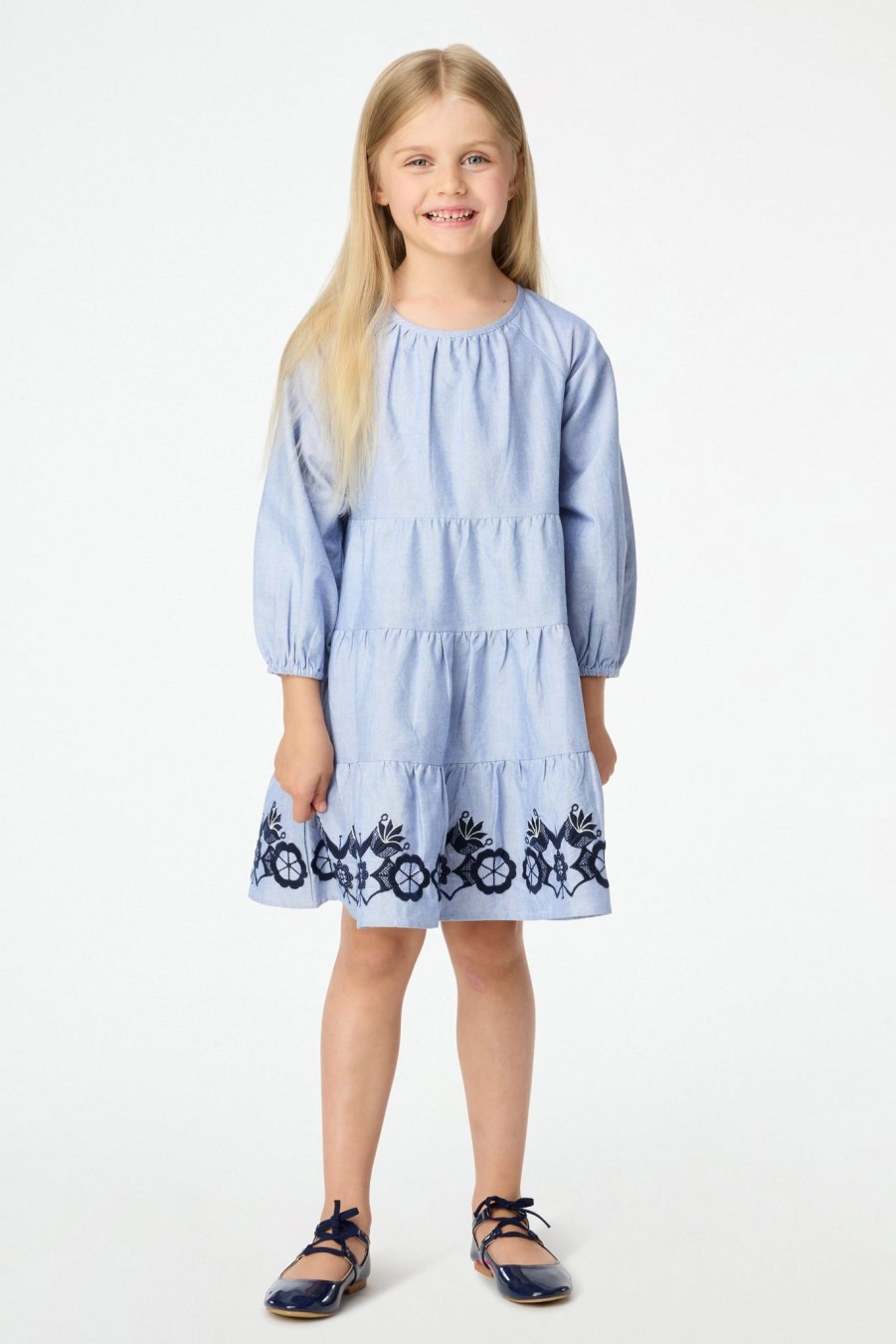 Roller Rabbit Kids Wynona Embroidery Priscilla Dress Blue Dresses