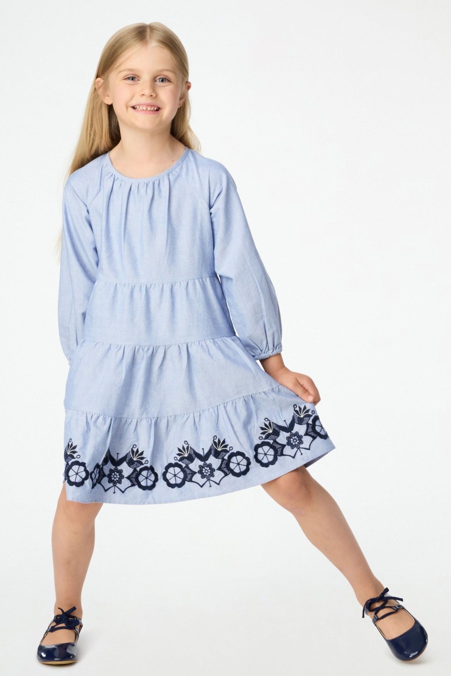 Roller Rabbit Kids Wynona Embroidery Priscilla Dress Blue Dresses