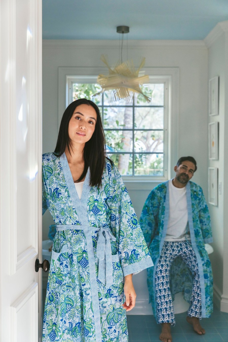 Roller Rabbit Amanda Hearts Summer Robe Blue Robes & Kimonos