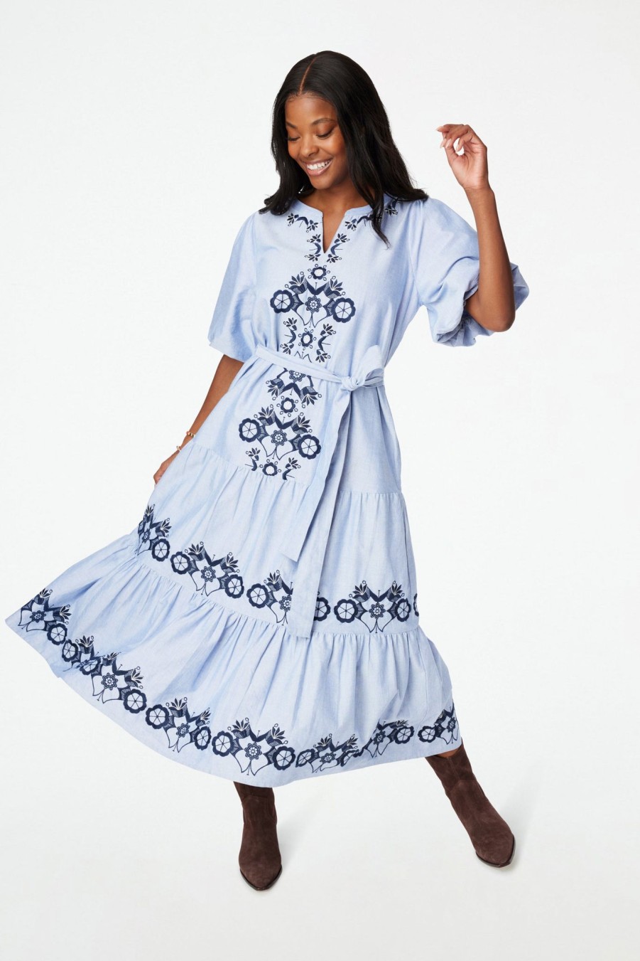 Roller Rabbit Wynona Embroidery Valonia Dress Blue Dresses