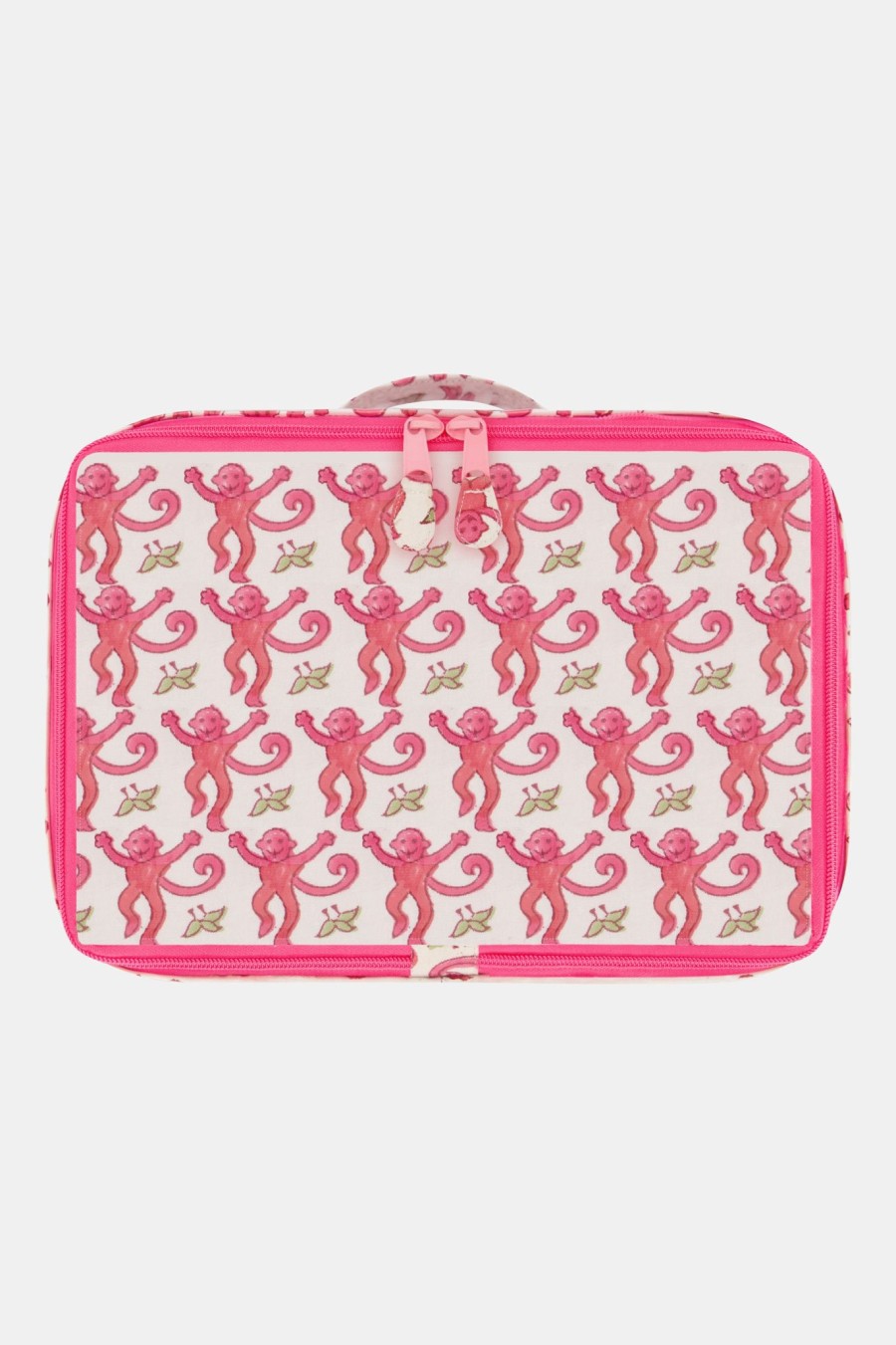 Roller Rabbit Monkey Mini Suitcase Pink Makeup & Toiletry Cases