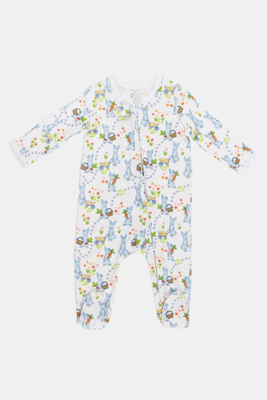 Roller Rabbit Infant Hoppy Spring Zipper Footie White Pajamas