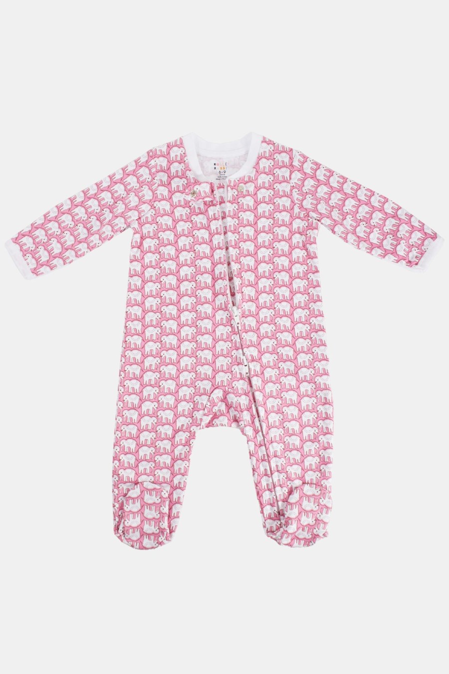 Roller Rabbit Infant Hathi Zipper Footie Pink Pajamas