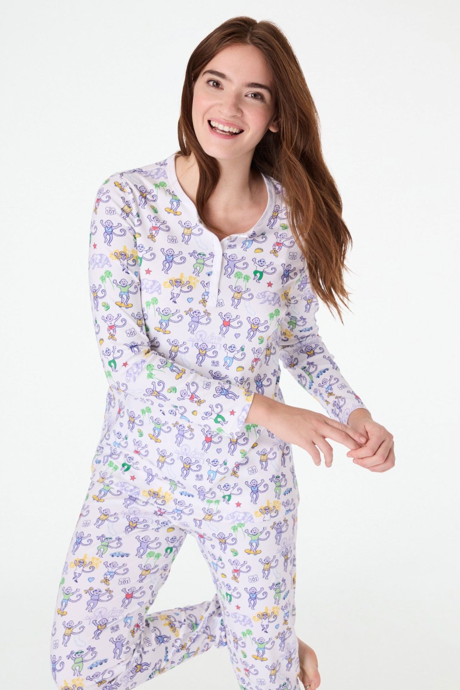 Roller Rabbit La Monkey Pajamas White Pajamas