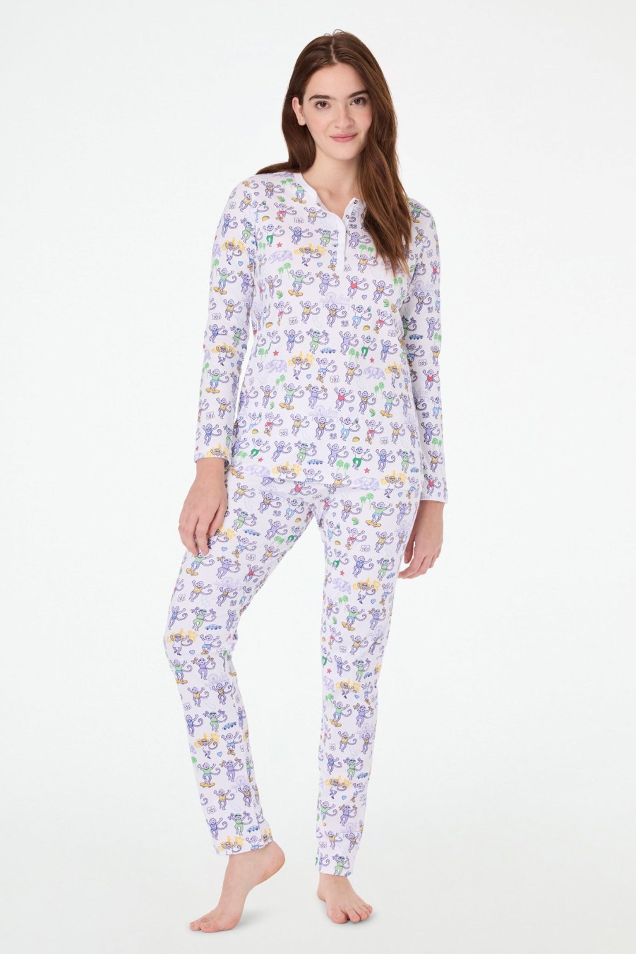 Roller Rabbit La Monkey Pajamas White Pajamas