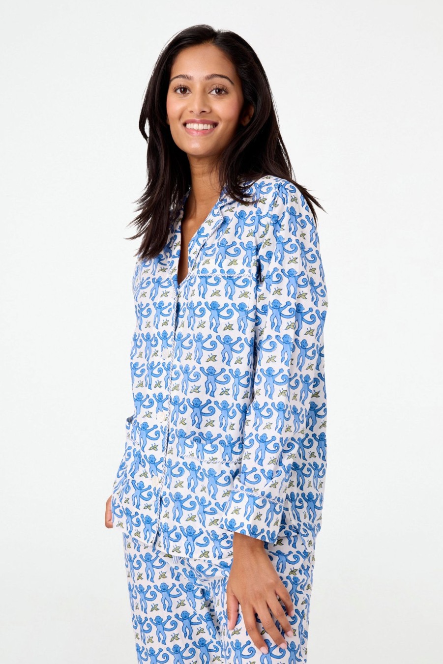 Roller Rabbit Monkey Loungewear Blue Pajamas