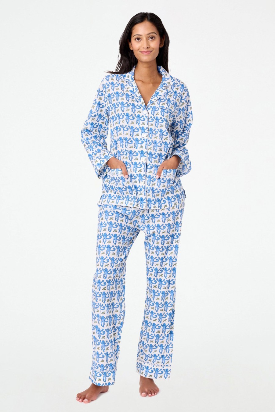 Roller Rabbit Monkey Loungewear Blue Pajamas