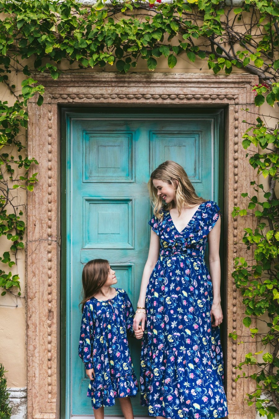 Roller Rabbit Indra Floral Ondine Dress Deep Blue Dresses