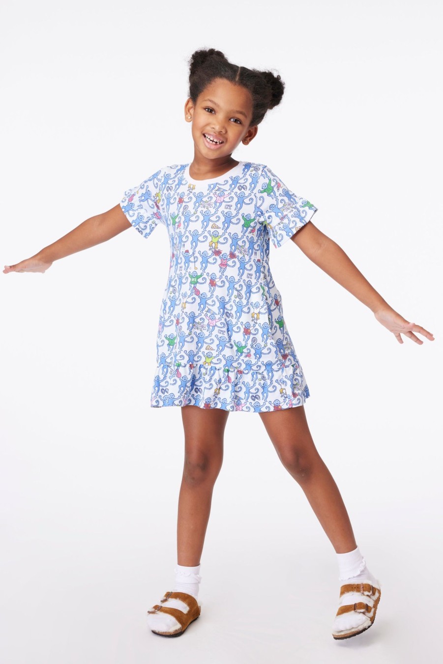 Roller Rabbit Kids Greenwich Monkey Esme Dress Blue Dresses