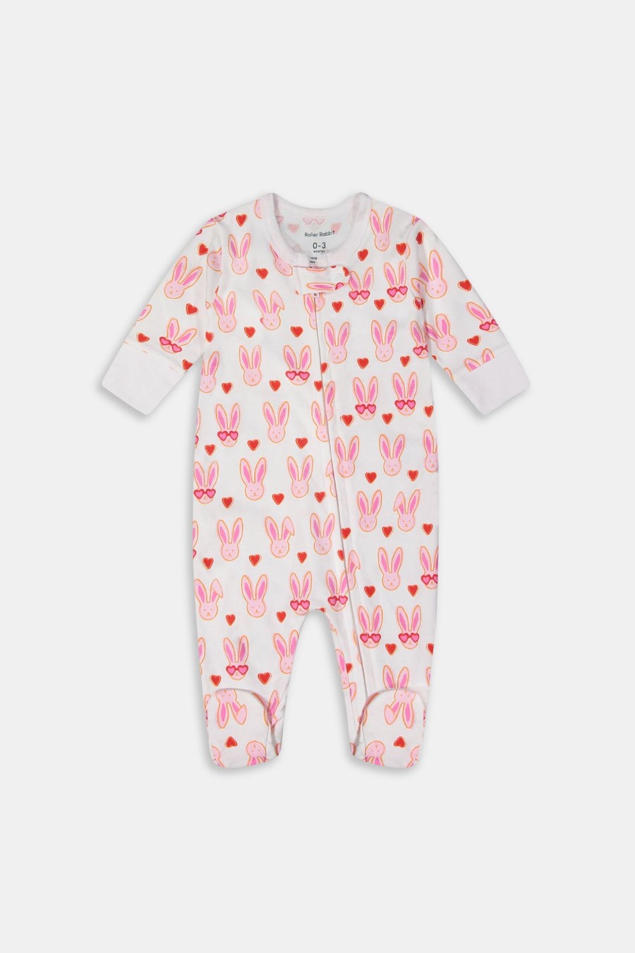 Roller Rabbit Infant Lovestruck Zipper Footie Pajamas White Pajamas