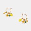 Roller Rabbit Lemon Charm Hoops Yellow Jewelry