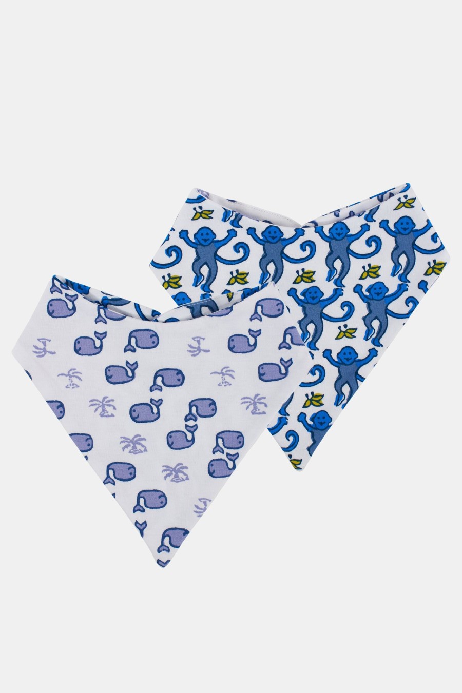 Roller Rabbit Infant Monkey & Moby Bandana Bib Set Blue Accessories