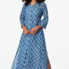 Roller Rabbit Jasmine Floral Anu Long Kurta Teal Tunics & Kurtas