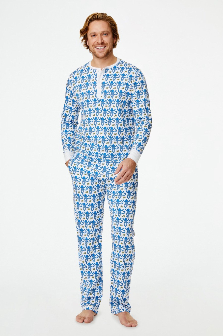 Roller Rabbit Mens Monkey Spencer Pajamas Blue Men'S Pajamas