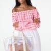 Roller Rabbit Posey Plaid Melia Top Pink Tops