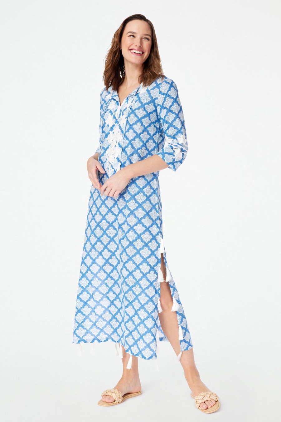 Roller Rabbit Jemina Punta Long Kurta Blue Tunics & Kurtas