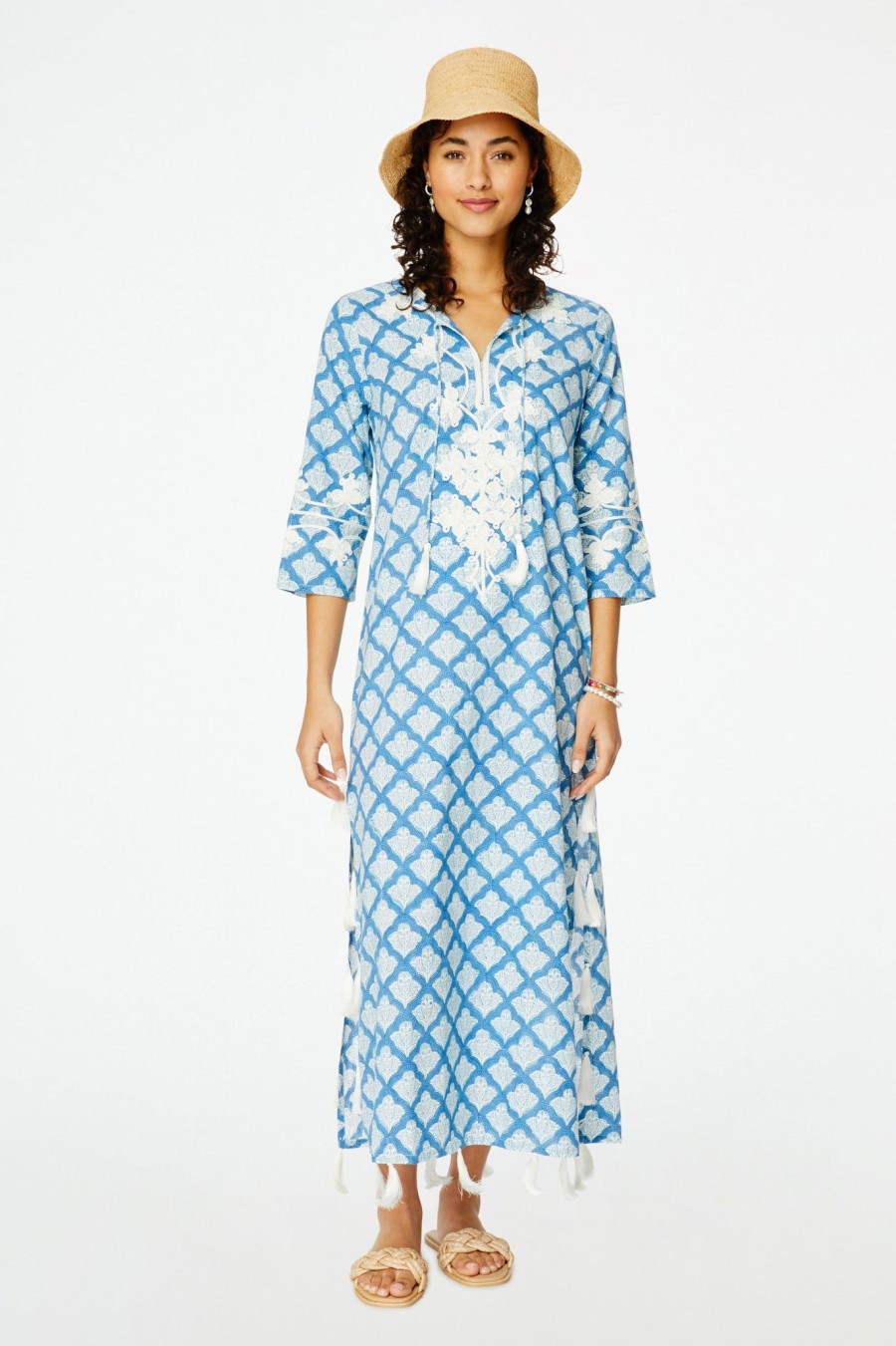 Roller Rabbit Jemina Punta Long Kurta Blue Tunics & Kurtas