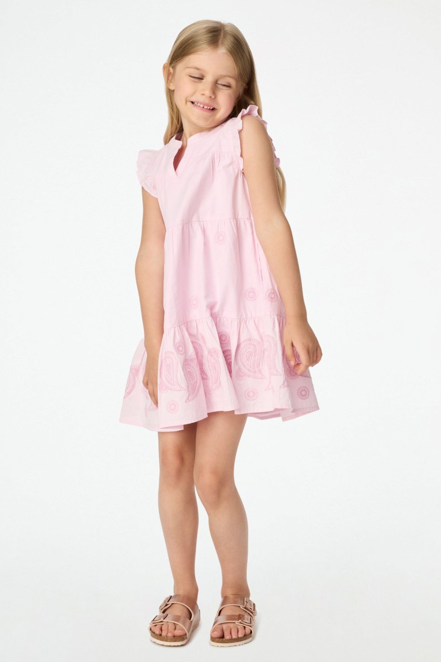 Roller Rabbit Kids Paisley Eyelet Patty Dress Pink Dresses