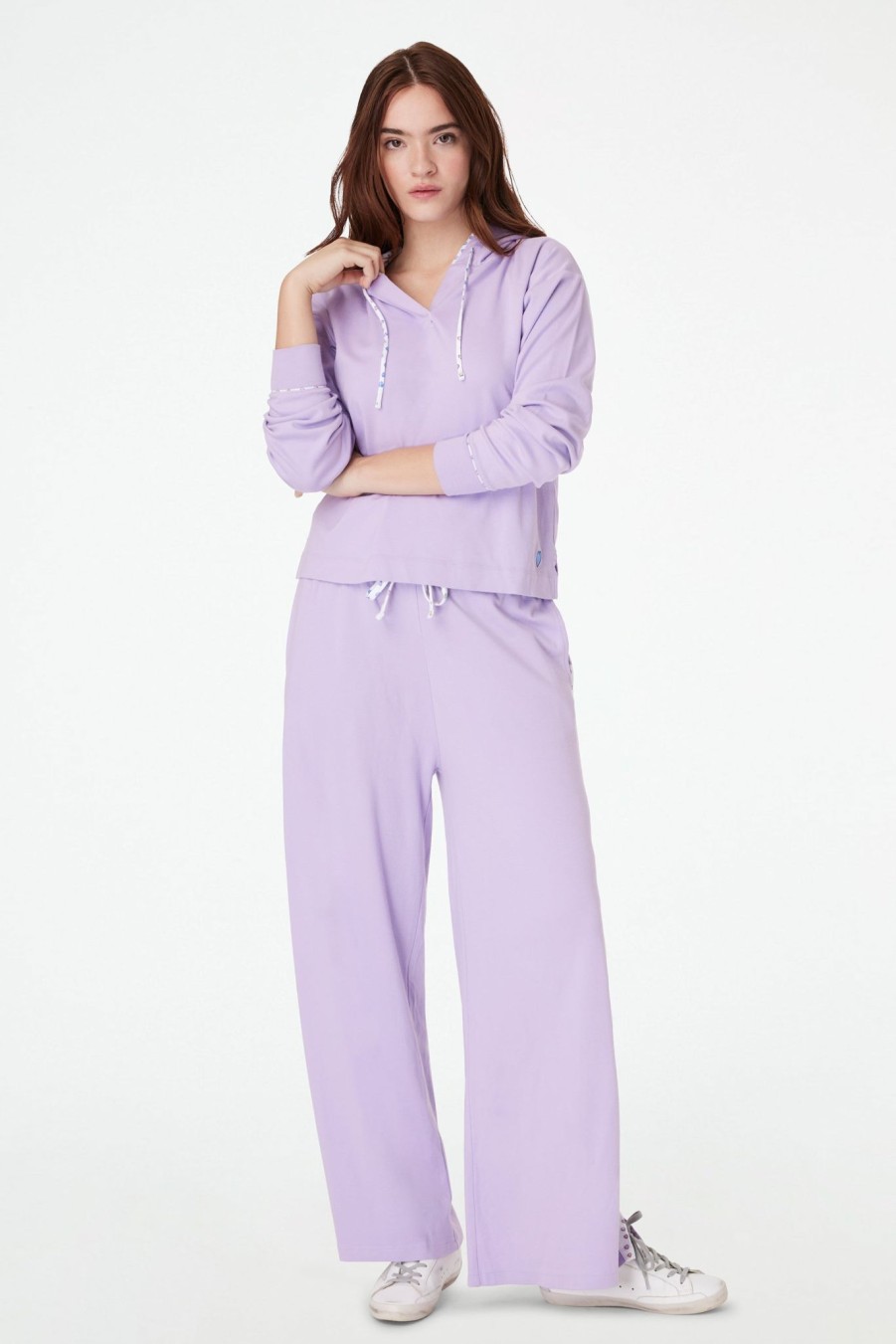 Roller Rabbit Portia Henley Hoodie Lavender Tops