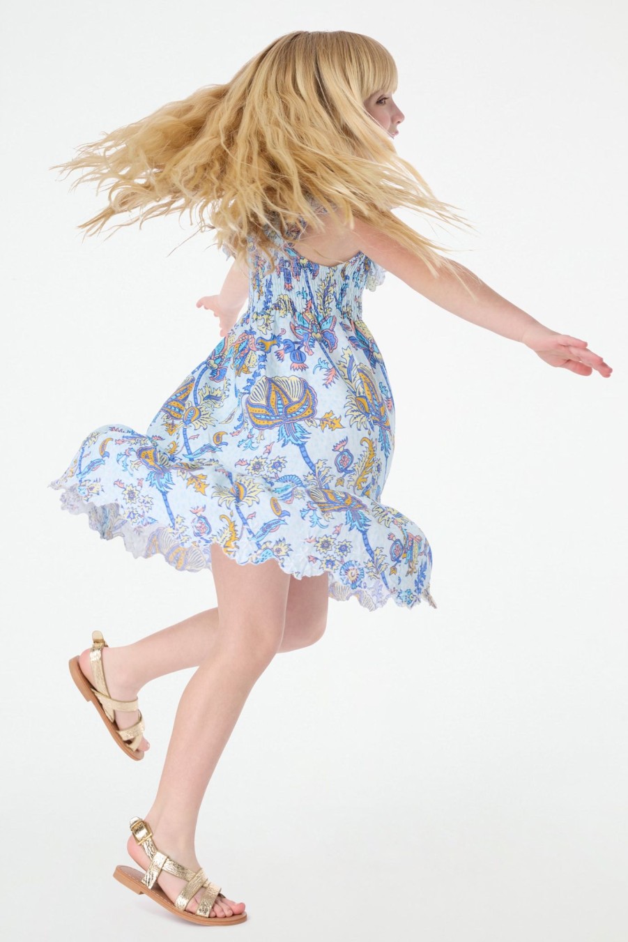 Roller Rabbit Kids Textured Amanda Ryan Dress Blue Dresses