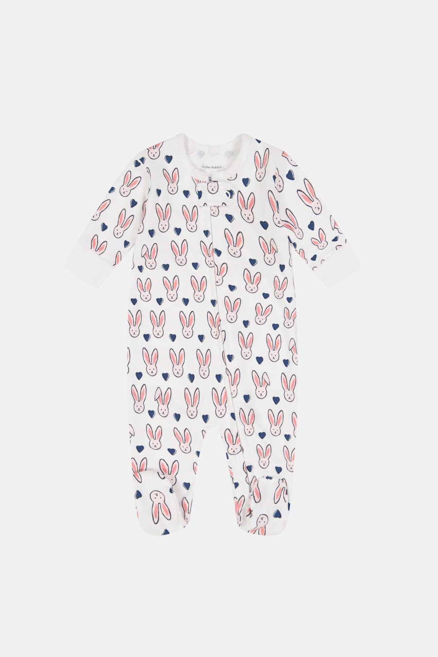 Roller Rabbit Infant Love Bunnies Zipper Footie Pajamas Pink Pajamas