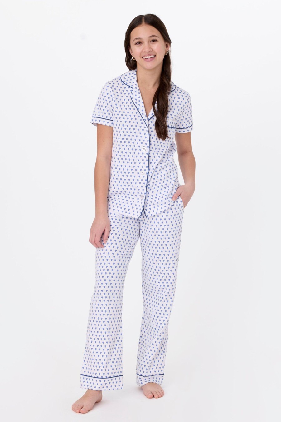 Roller Rabbit Hearts Fiora Pajamas Blue Pajamas