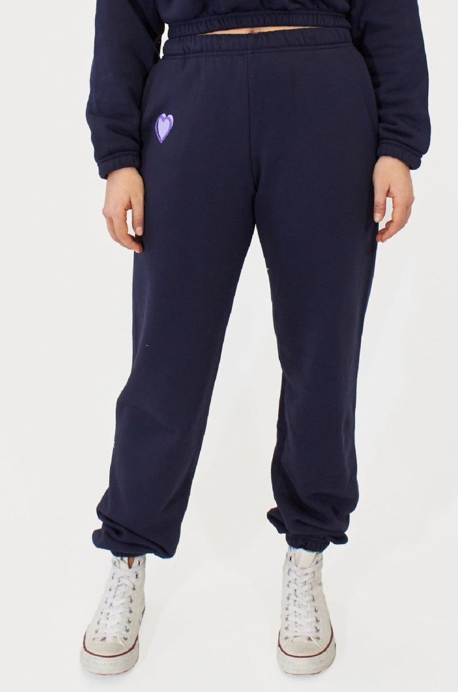 Roller Rabbit Heart Puff Sweatpant Navy Bottoms