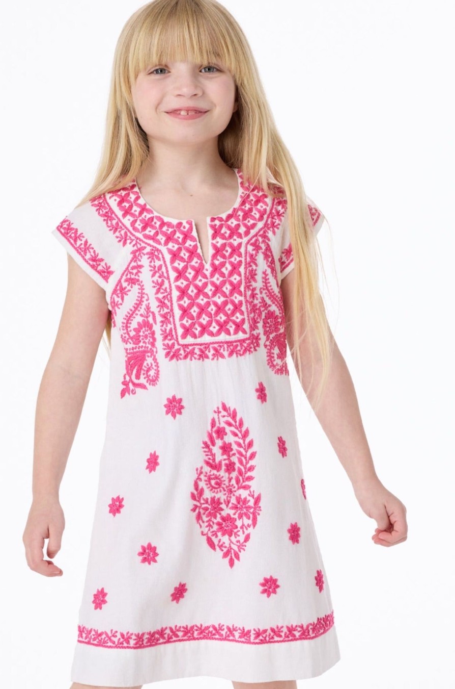 Roller Rabbit Girls Faith Dress White/Hot Pink Dresses